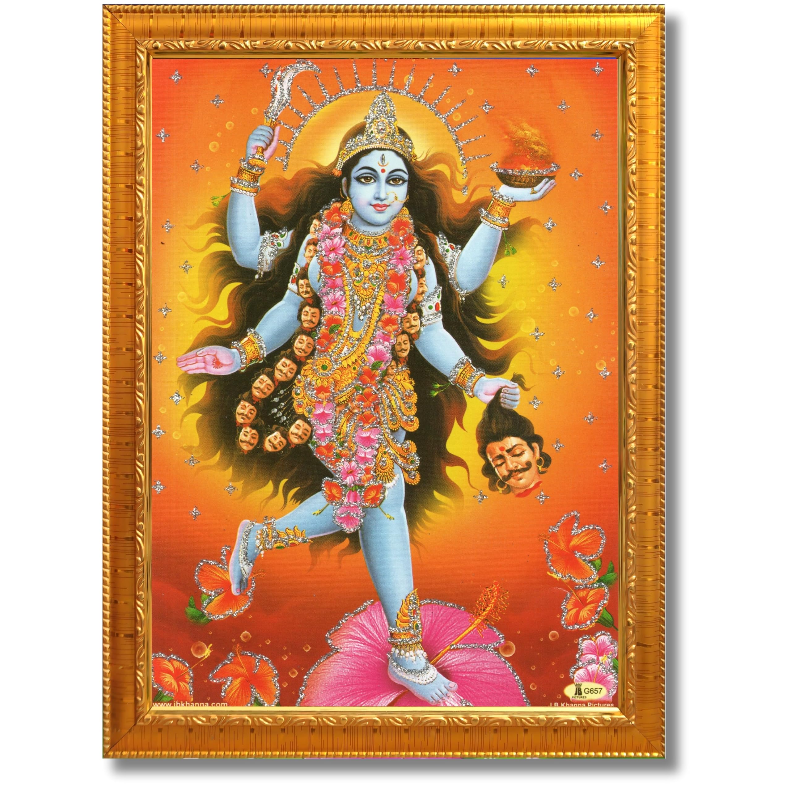CRAFT QUEST Maha Kali Maa Kalika Mata Mahakali Shiv Shiva Wall Painting Framed Home Decor