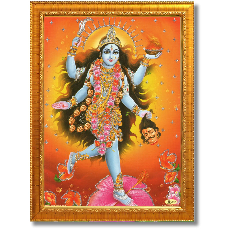 CRAFT QUEST Maha Kali Maa Kalika Mata Mahakali Shiv Shiva Wall Painting Framed Home Decor