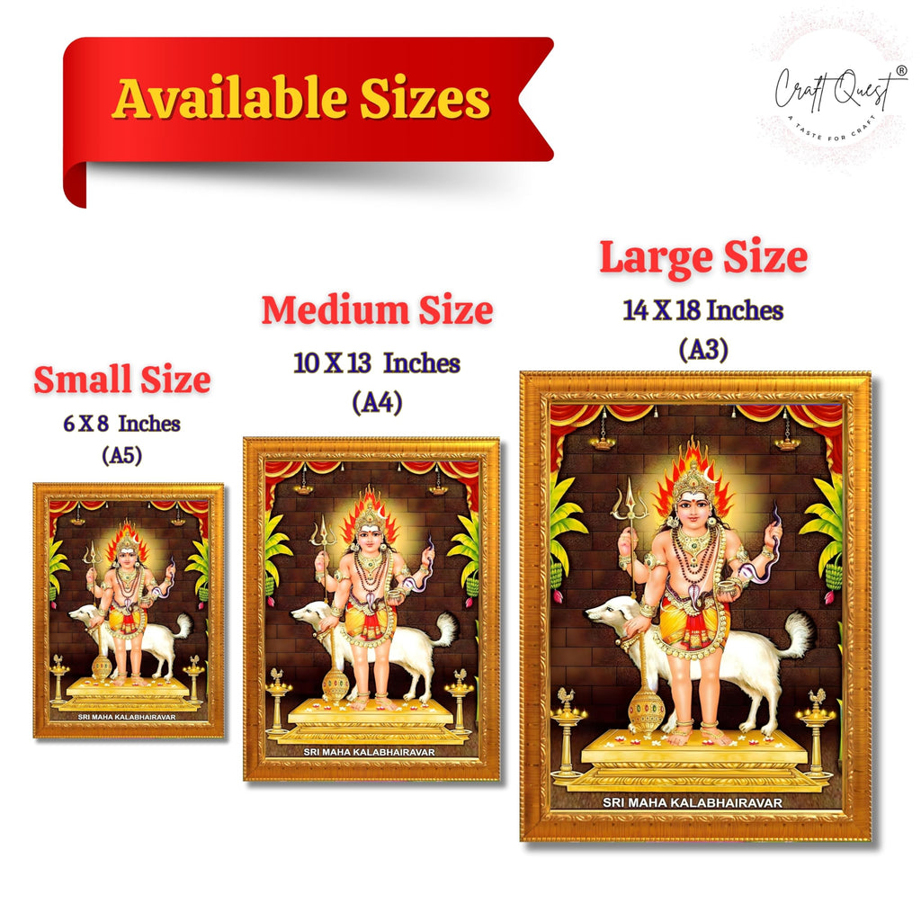 CRAFT QUEST Kala Bhairava Kaal Bhairav Baba Bairava Photo Frame | Hindu God Spiritual Framed | Ideal for Home, Office, Temple & Puja Room, Wall Decor