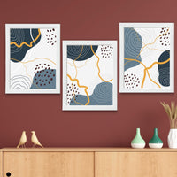 CRAFT QUEST Abstract Modern Shapes Wall Art | Set of 3 Frames for Home Decoration | Ideal for Living Room, Bedroom & Offices