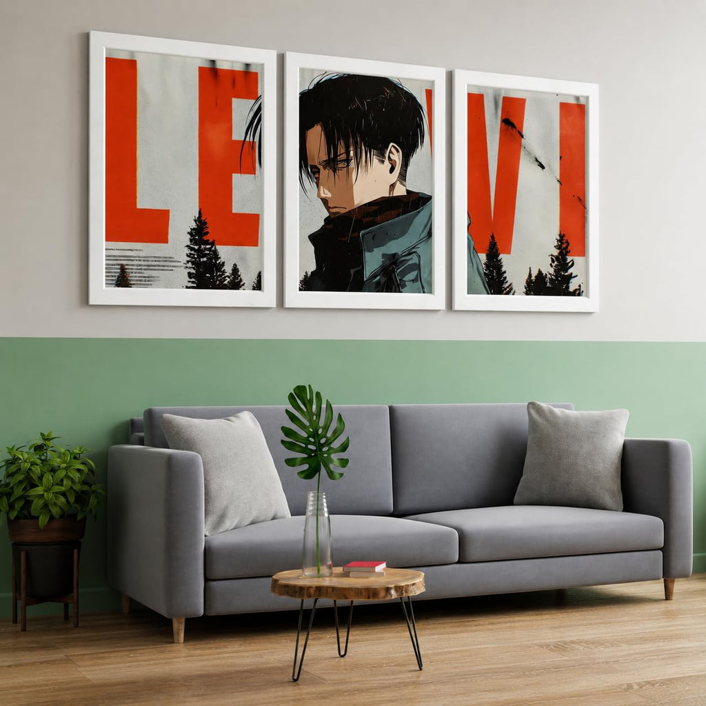 VENUXE ARTS Set Of 3 Anime Characters Wall Framed |Anime Characters Framed Poster for Living Room Bedroom Gaming Room Studio Wall Decor