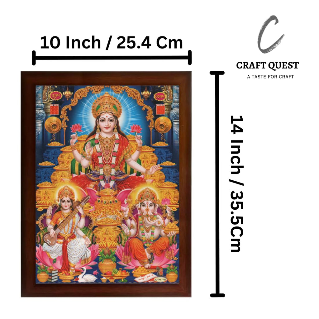 CRAFT QUEST Goddess Lakshmi Devi with Owl Wall Painting Frame Home Decor
