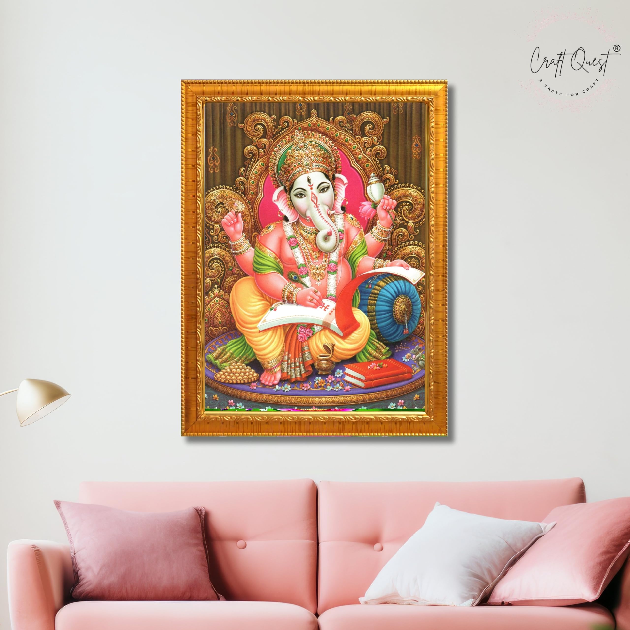 CRAFT QUEST Lord Ganesh Ganpati ji Modern Wall Painting With Frame For Home and Office Decor
