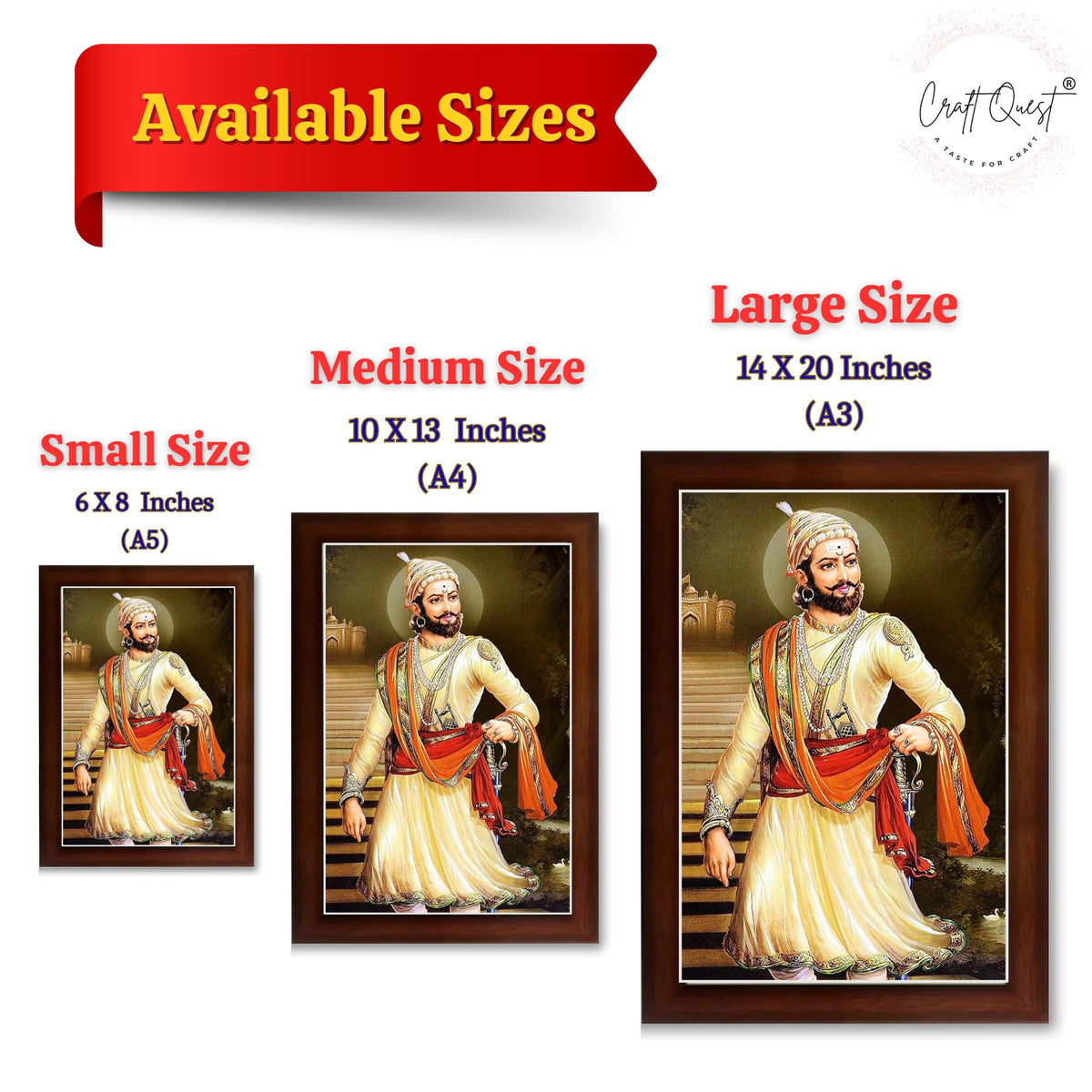 CRAFT QUEST Chattrapati Shivaji Maharaj Wall Photo Frame With Acrylic Sheet | For Living, Pooja Room | Home Decoration Item | Best Gifting Option