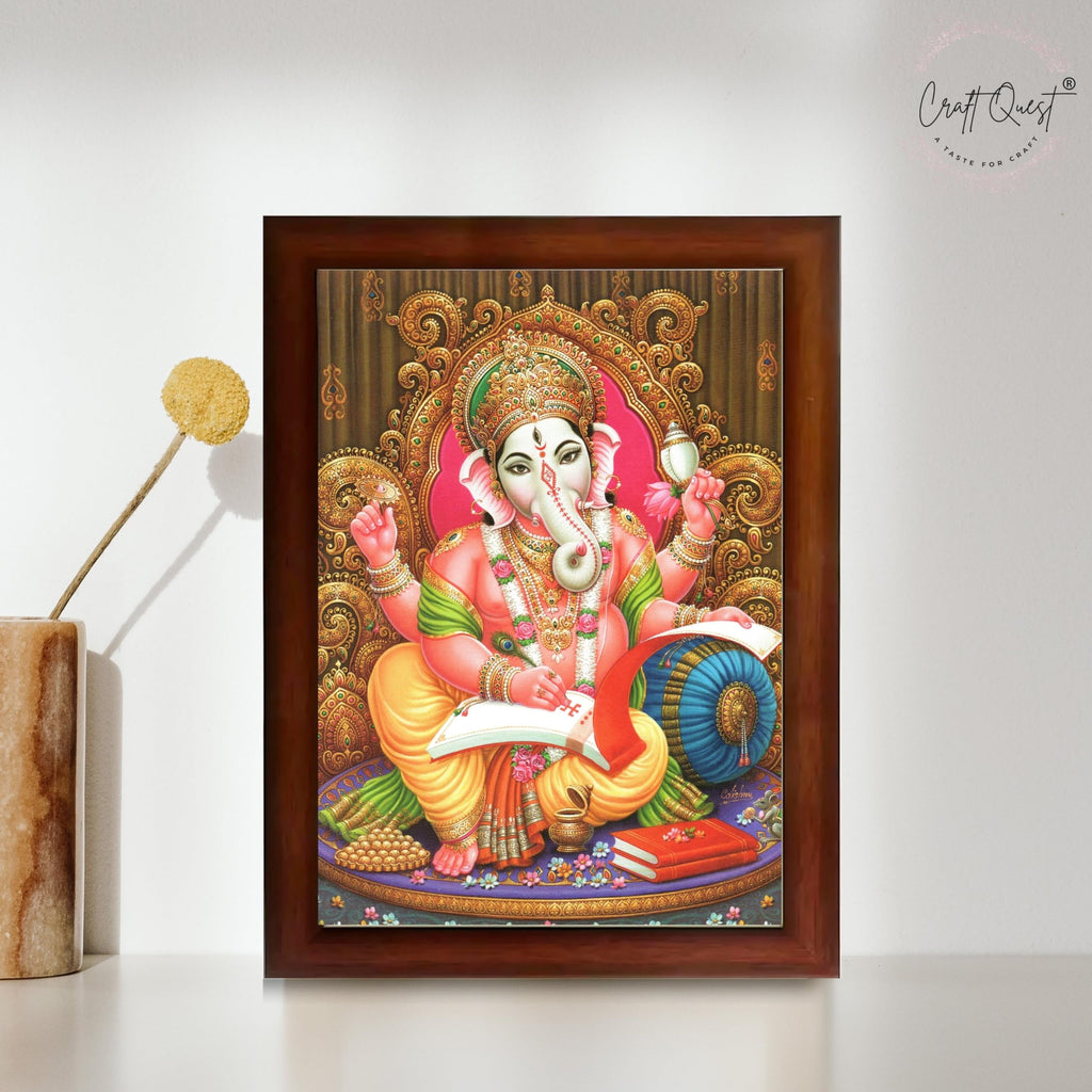 CRAFT QUEST Lord Ganesh Ganpati ji Modern Wall Painting With Frame For Home and Office Decor