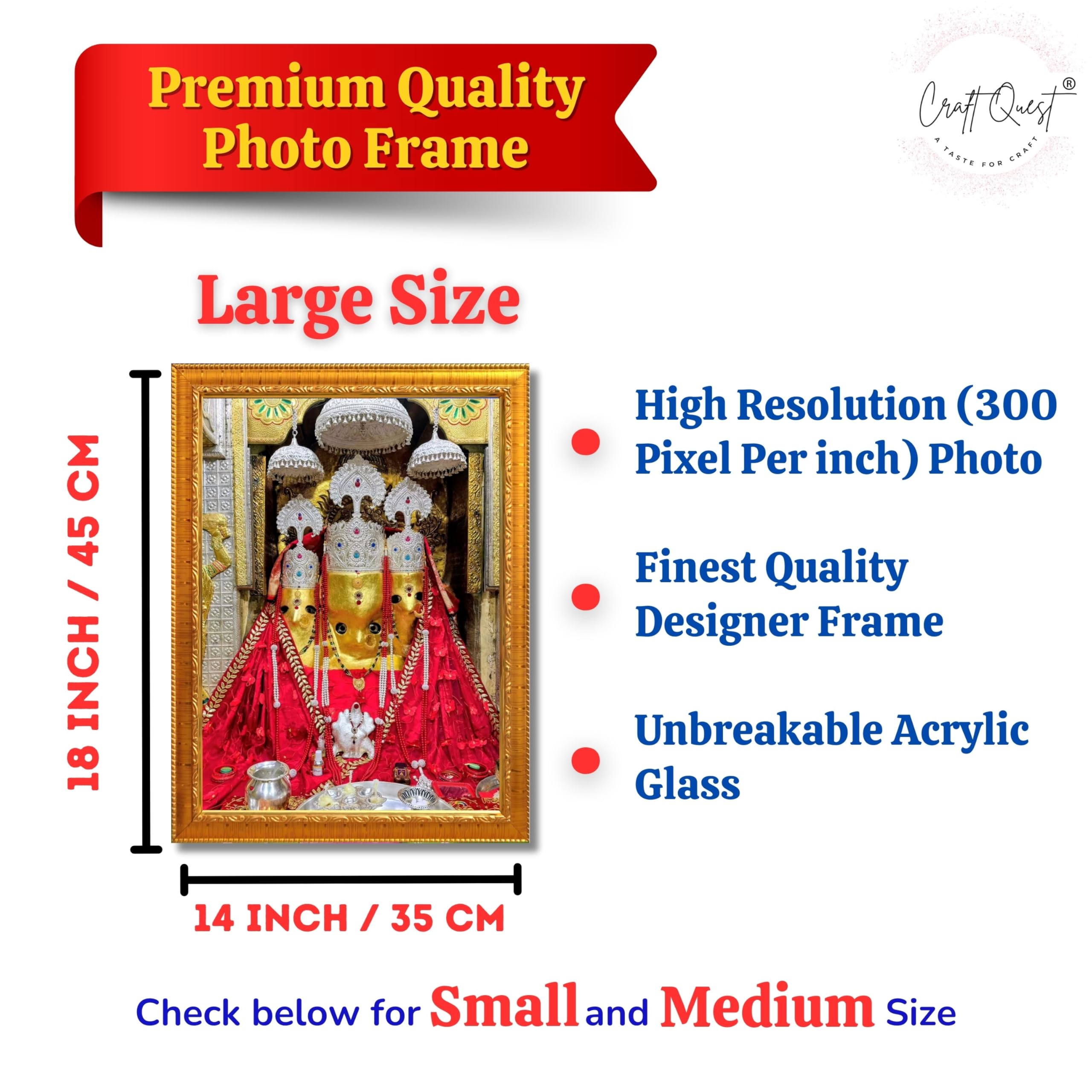 CRAFT QUEST Baglamuklhi maa/mata wodden Religious Photo Frame for Home, Office