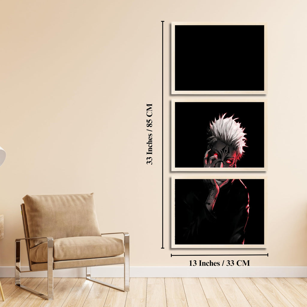 VENUXE ARTS Set Of 3 Anime Characters Wall Framed |Anime Characters Framed Poster for Living Room Bedroom Gaming Room Studio Wall Decor