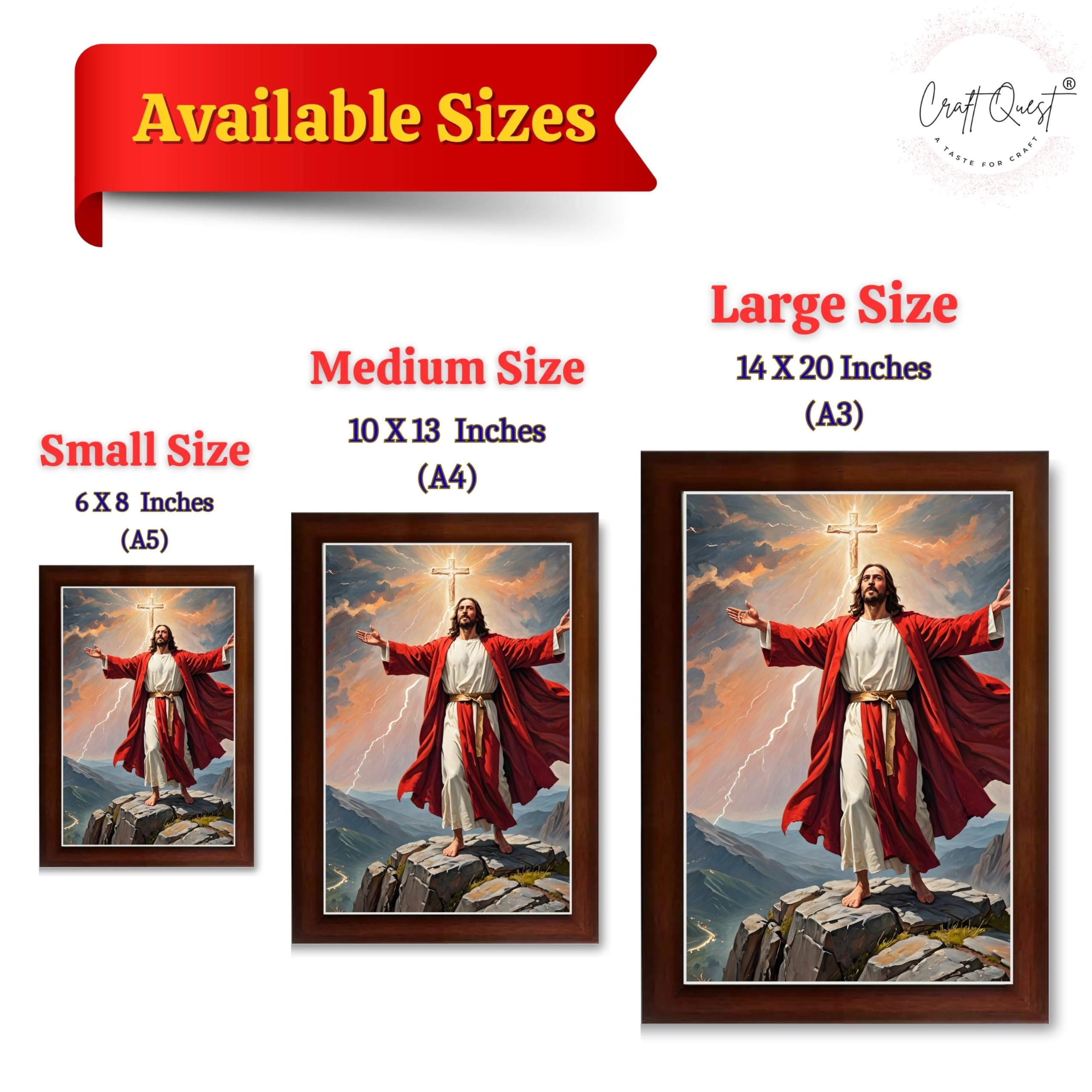 CRAFT QUEST Lord Jesus Christ Christmas Wall Artwork Photo Frame Spiritual Christian Wall Décor for Room