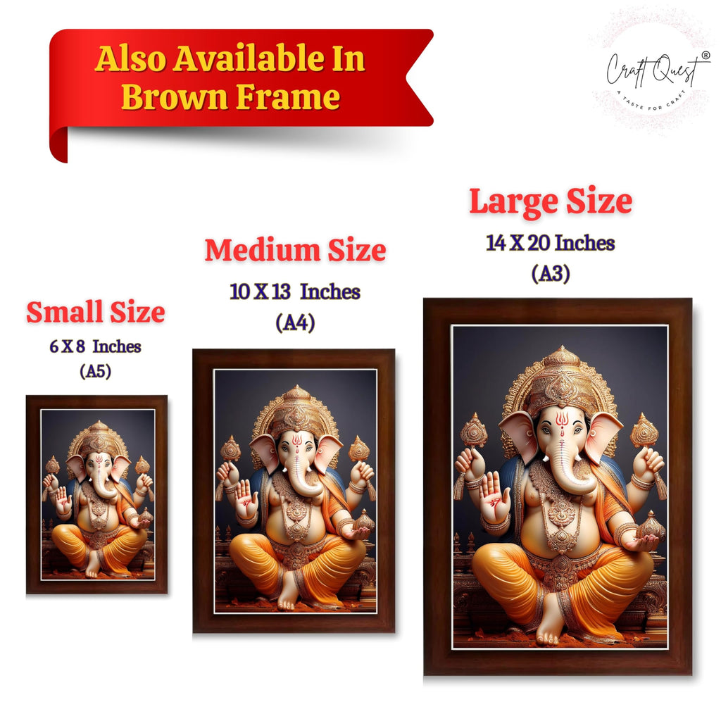 CRAFT QUEST Lord Ganesha Ganpati Ganapathi Hanging Wall Painting Framed For Home Décor