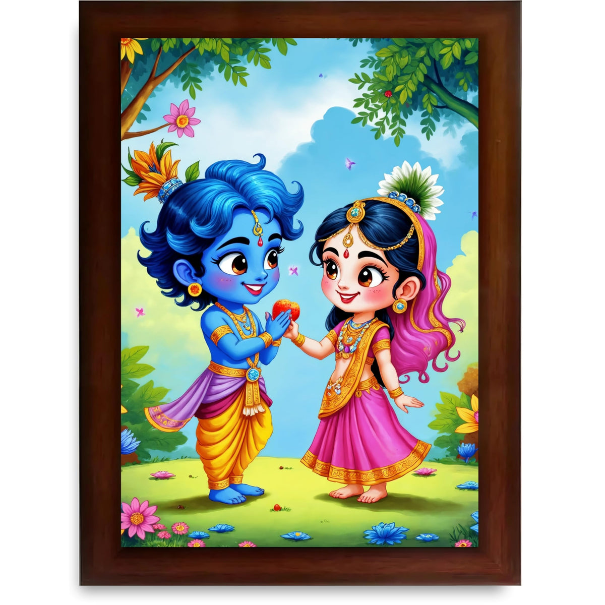 CRAFT QUEST Cute Bal Gopal HD Print | Bal Krishna Frame for Home Temple, Office Desk, Car Dashboard