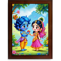 CRAFT QUEST Cute Bal Gopal HD Print | Bal Krishna Frame for Home Temple, Office Desk, Car Dashboard