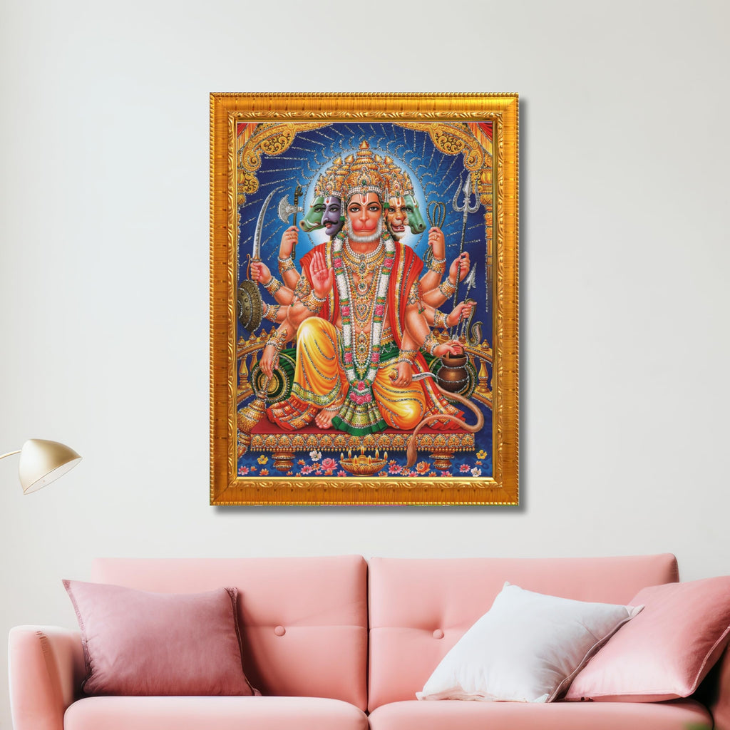 CRAFT QUEST Panchmukhi Hanuman JI | Bajrangbali Religious Photo frame