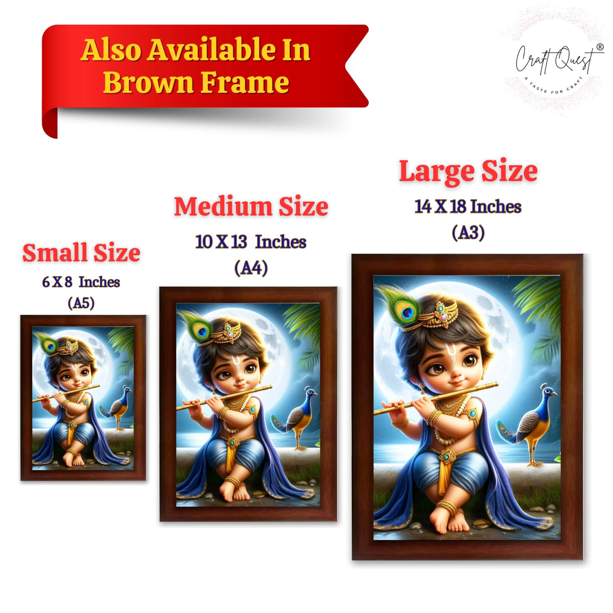 CRAFT QUEST Bal Gopal Painting | Mohan Murari Kanha Ji Poster | Walls Home Bedroom Living Room Decoration Gift.