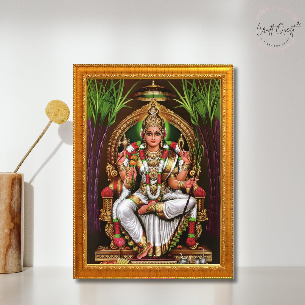CRAFT QUEST Lalitha Devi Tripura Sundari Mata Wall Painting Photo Framed | South God Picture Frame for Home, Office, Temple & Gifting, Decor