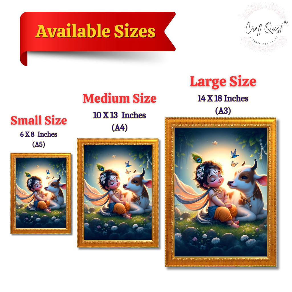 CRAFT QUEST Cute Bal Gopal HD Print | Premium Transparent Frame for Home Temple, Office Desk, Car Dashboard