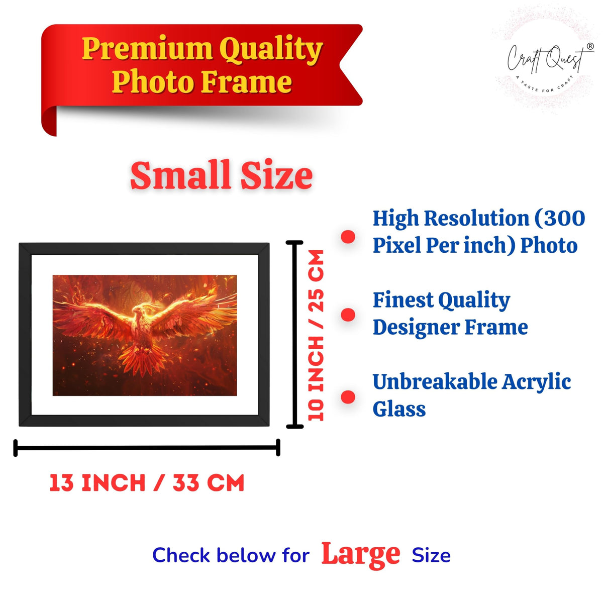 CRAFT QUEST Phoenix Bird Painting – Rising Phoenix Vastu Wall Art – Wall Decoration – Positive Energy Painting for Success, Growth & Spiritual Inspiration