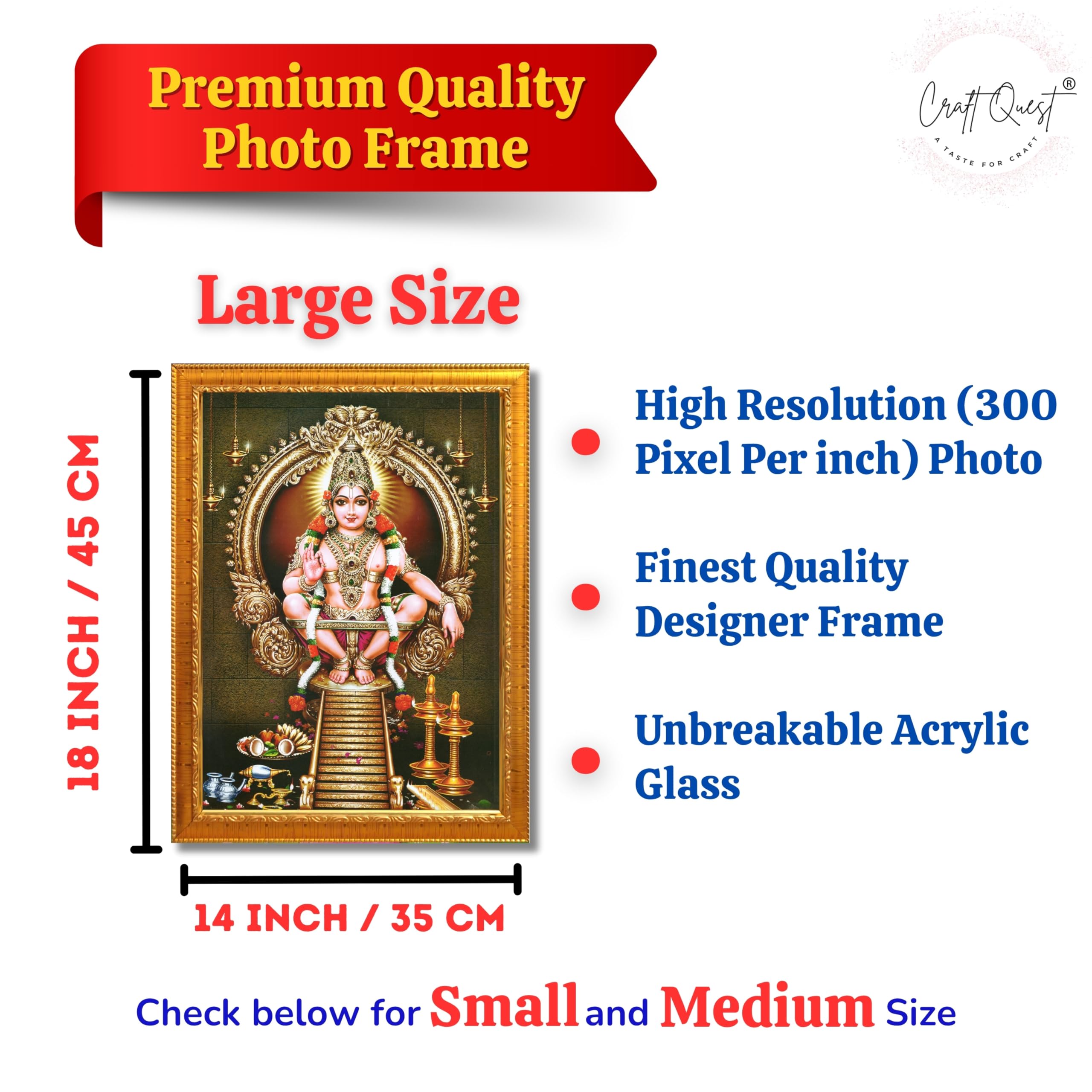 CRAFT QUEST Lord Swami Ayyappa Swamy Ayyappan Iyyappan South photo Frame For Wall Painting,Temple, Pooja, Home Décor Items