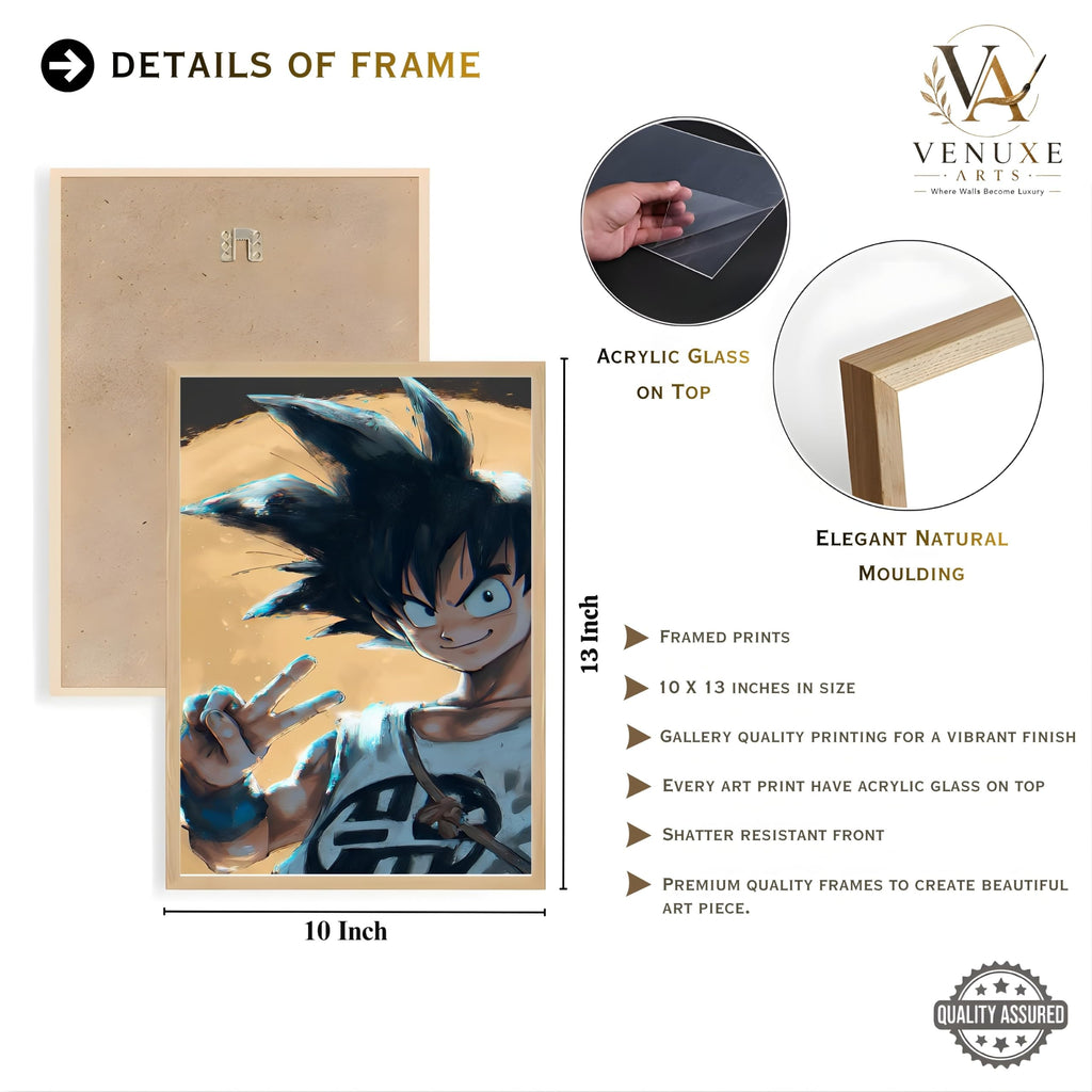 VENUXE ARTS Set Of 3 Anime Characters Wall Framed |Anime Characters Framed Poster for Living Room Bedroom Gaming Room Studio Wall Decor