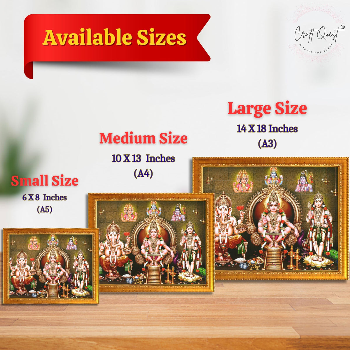 CRAFT QUEST Lord Swami Ayyappa Swamy Ayyappan Iyyappan South photo Frame For Wall Painting,Mandir, Pooja, Home Décor Items