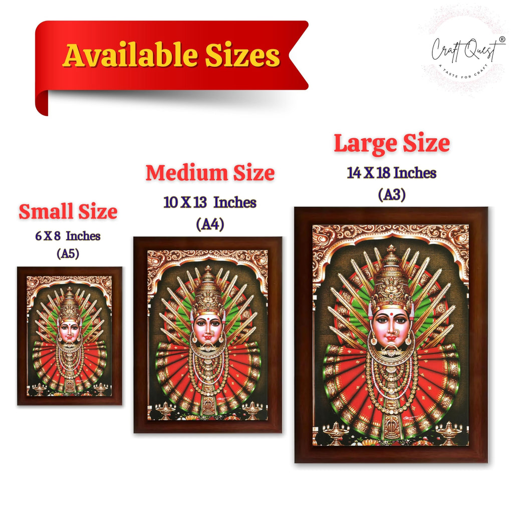 CRAFT QUEST Renuka Devi Yellamma Mata Ellamma Thalli Wall Painting Framed | South God Picture Frame for Home, Office, Temple & Gifting, Decor