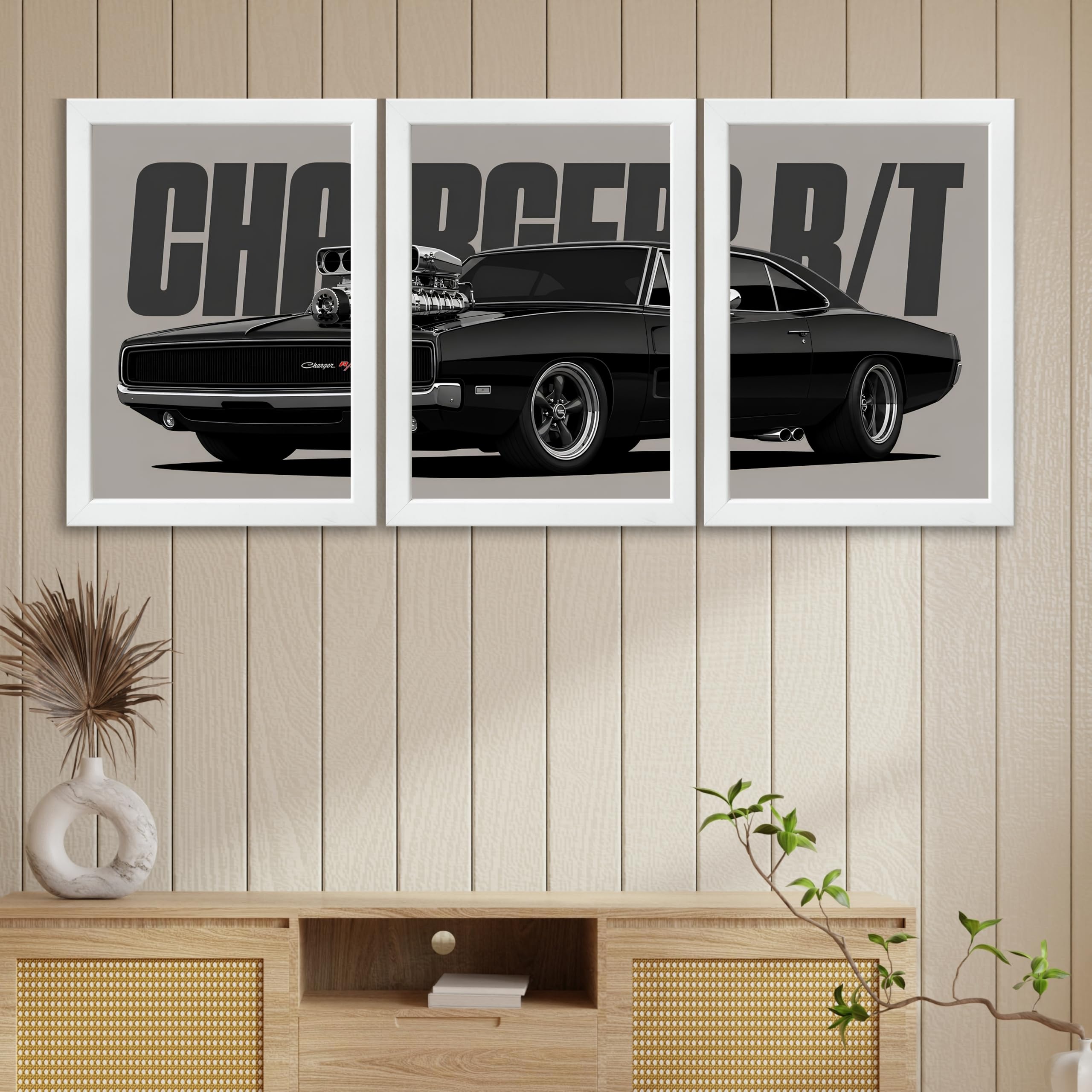 VENUXE ARTS Set Of 3 Big Sports Cars Framed Posters Gift Items for Boys Room Wall Decoration Bedroom Living Room Office Studio Décor | Car Poster Frame for Wall Décor
