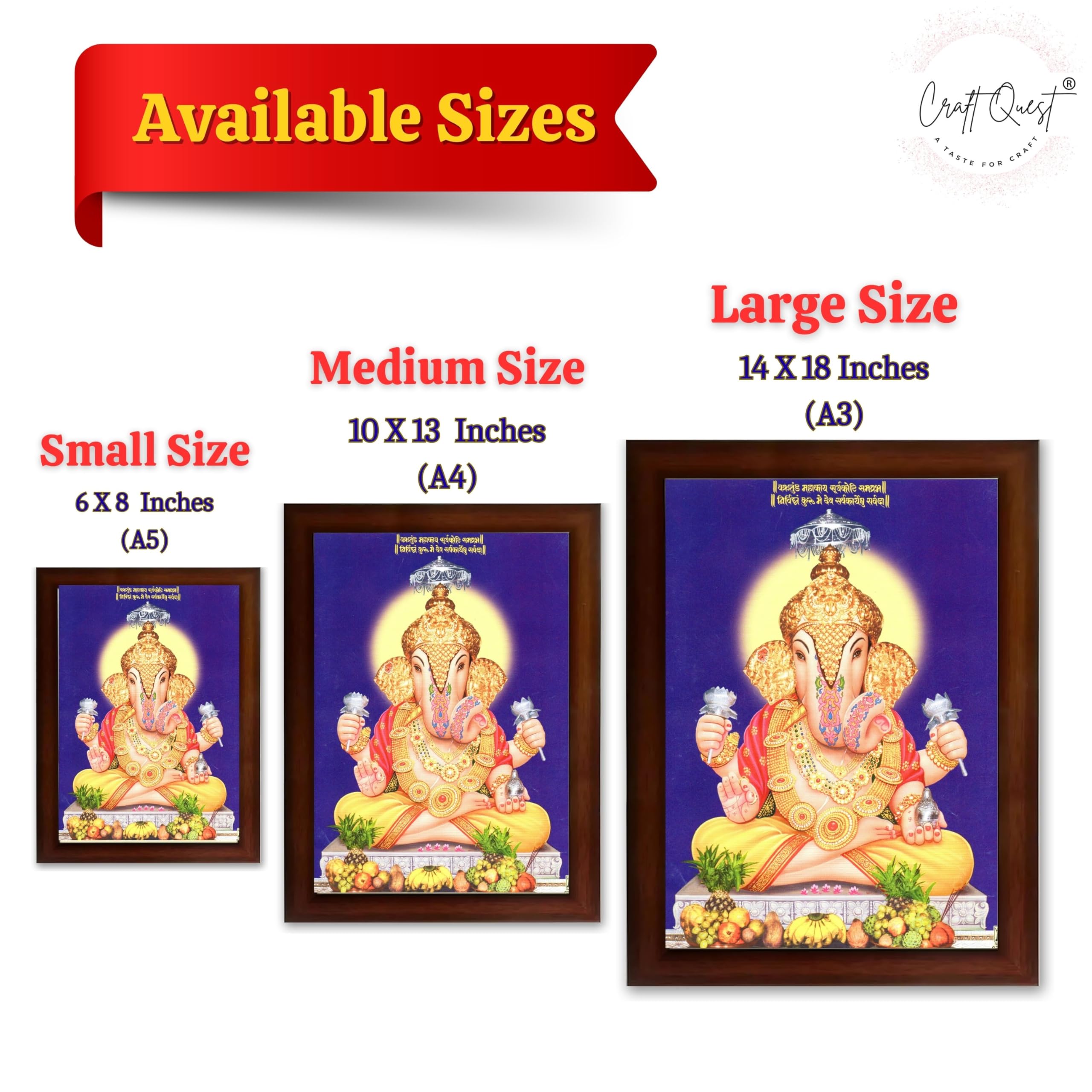 CRAFT QUEST Lord Shree Ganesh Ganpati ji Modern Wall Painting With Frame For Home and Office Decor