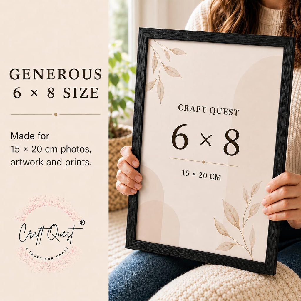 CRAFT QUEST 4X6 Inch Size synthetic Wall Mount Photo frames Single For Home Decoration, Living Room, Office Decoration (Natural, Set of 1)