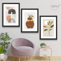 CRAFT QUEST Abstract Minimalist Art Modern Design | Set of 3 Frames for Home Decoration | Ideal for Living Room, Bedroom & Offices