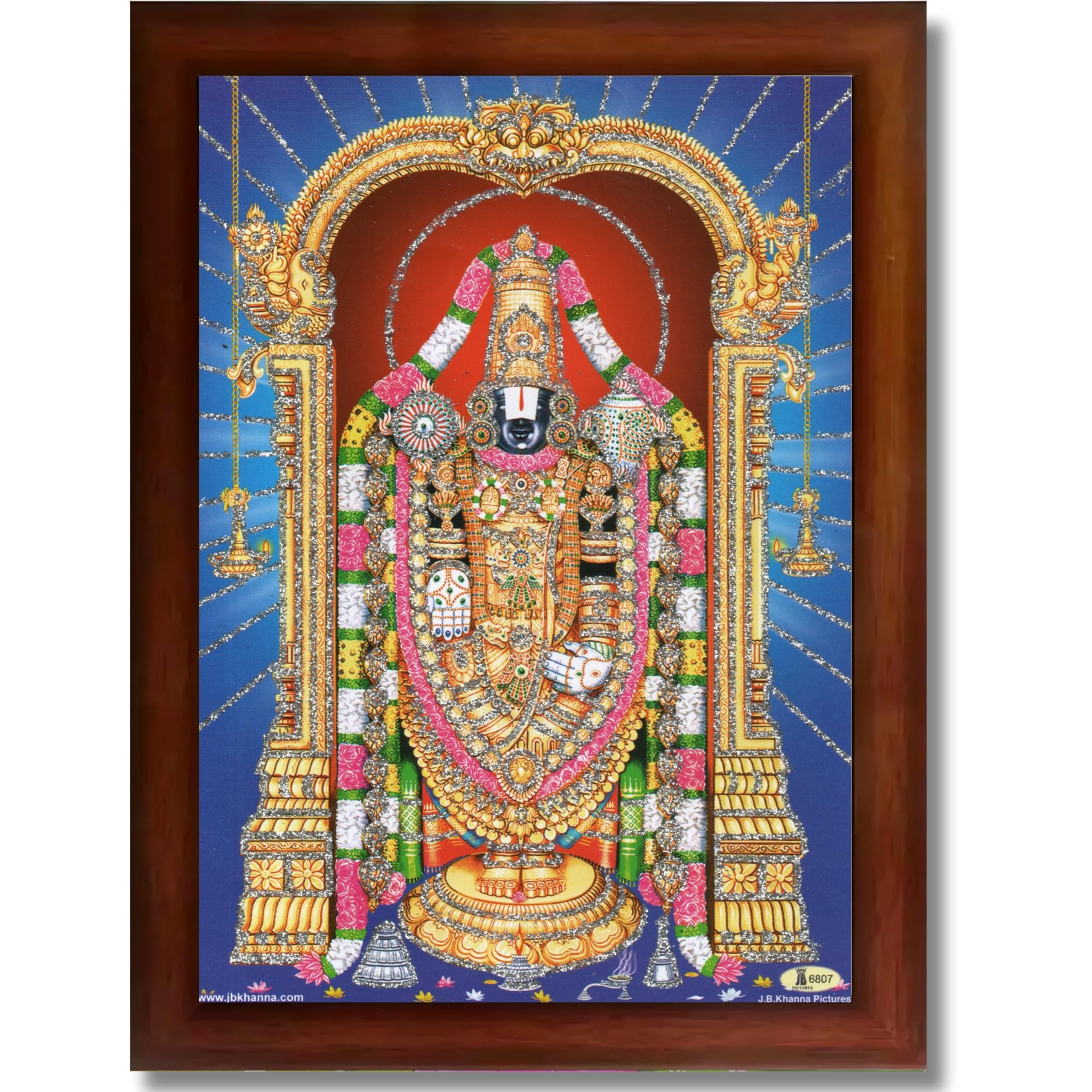 CRAFT QUEST Tirupati Balaji Lakshmi Venkateshwara venkateshwer Swamy Wall Painting Framed, Home, Temple, Pooja, Wall Décor Item