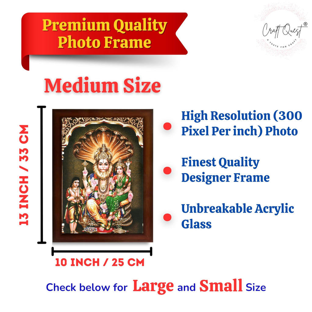 CRAFT QUEST Lakshmi Narasimha Swamy Lord Narsingh Bhagwan Photo Framed | Acrylic Glass, Lightweight | Ideal for Home, Office, Temple & Puja Room, Wall Decor