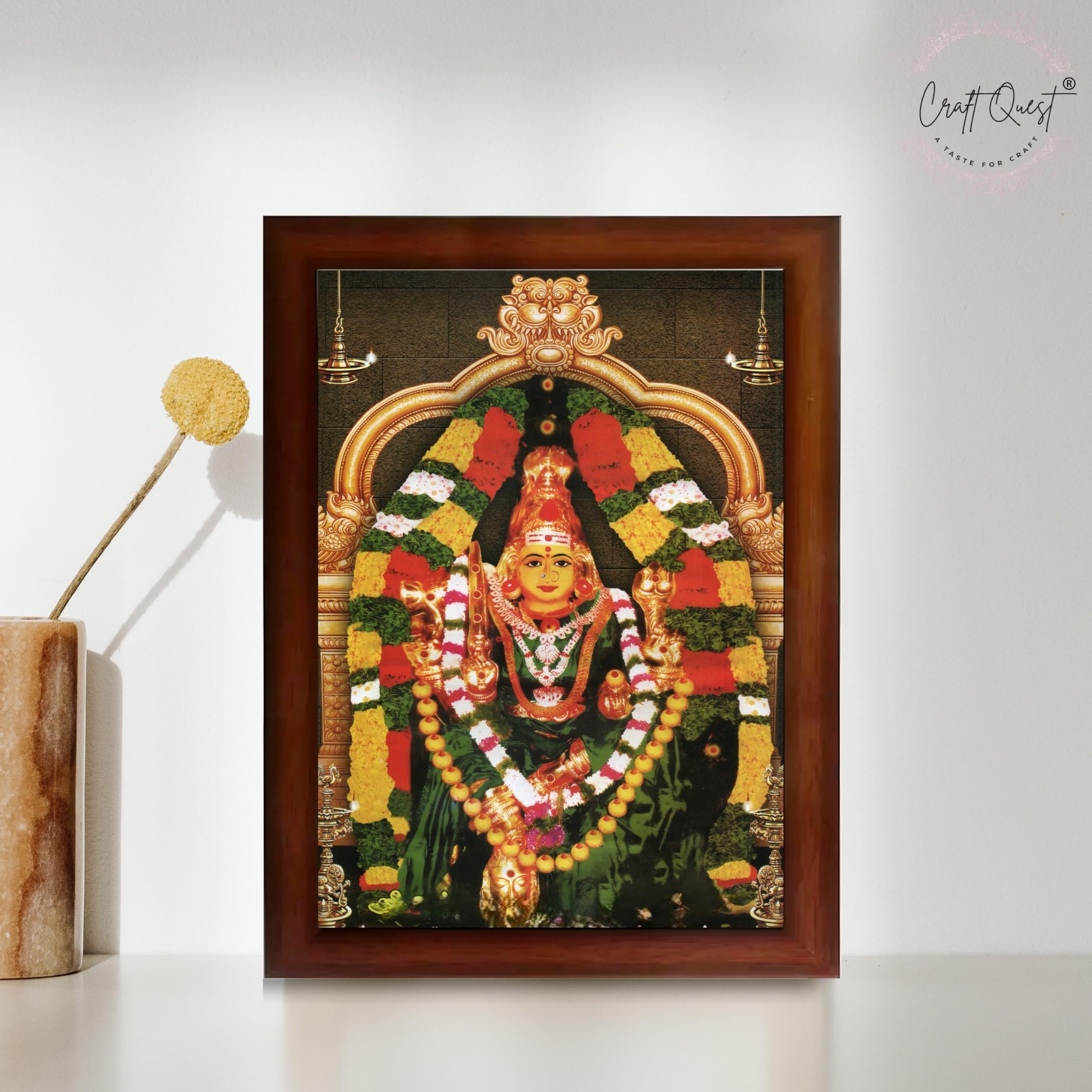 CRAFT QUEST Vijayawada Kanaka Durga Devi Durgamma Wall Photo Framed | South God Frame for Home, Office, Temple & Gifting