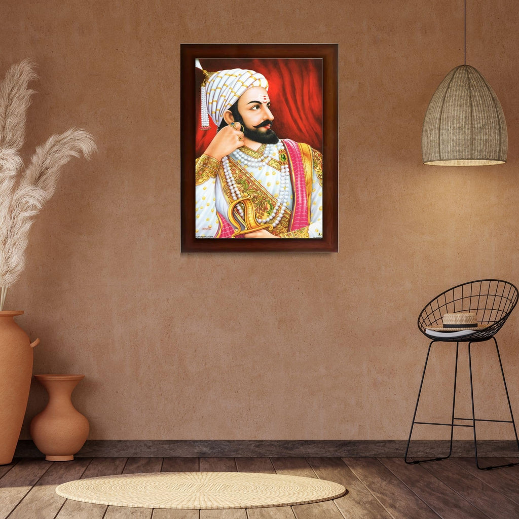 CRAFT QUEST Chhatrapati Shivaji Maharaj photo frame Home Decorative items with synthetic frame (Style 2)