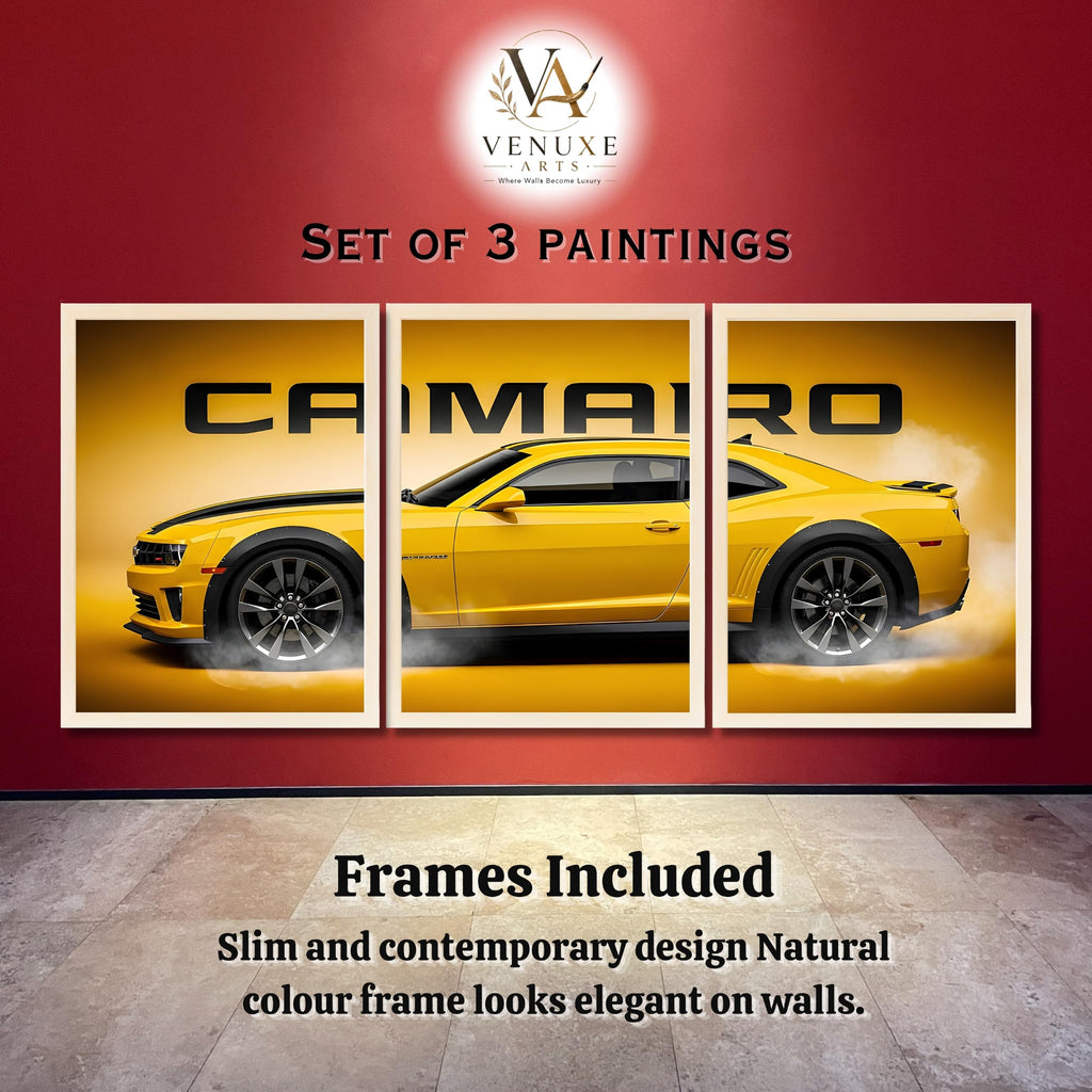 VENUXE ARTS Set Of 3 Big Sports Cars Framed Posters Gift Items for Boys Room Wall Decoration Bedroom, Living Room, Office, Studio Décor | Car Poster Frame for Wall Décor