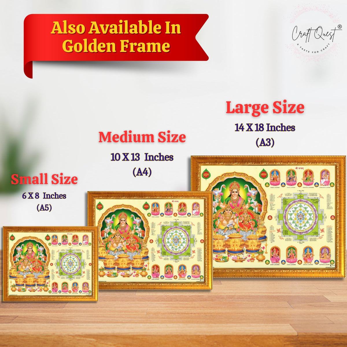 Ashta Lakshmi Devi Laxmi Sri Shri Shree Yantra Wall Painting Framed Home Décor and Ideal Spiritual Gift