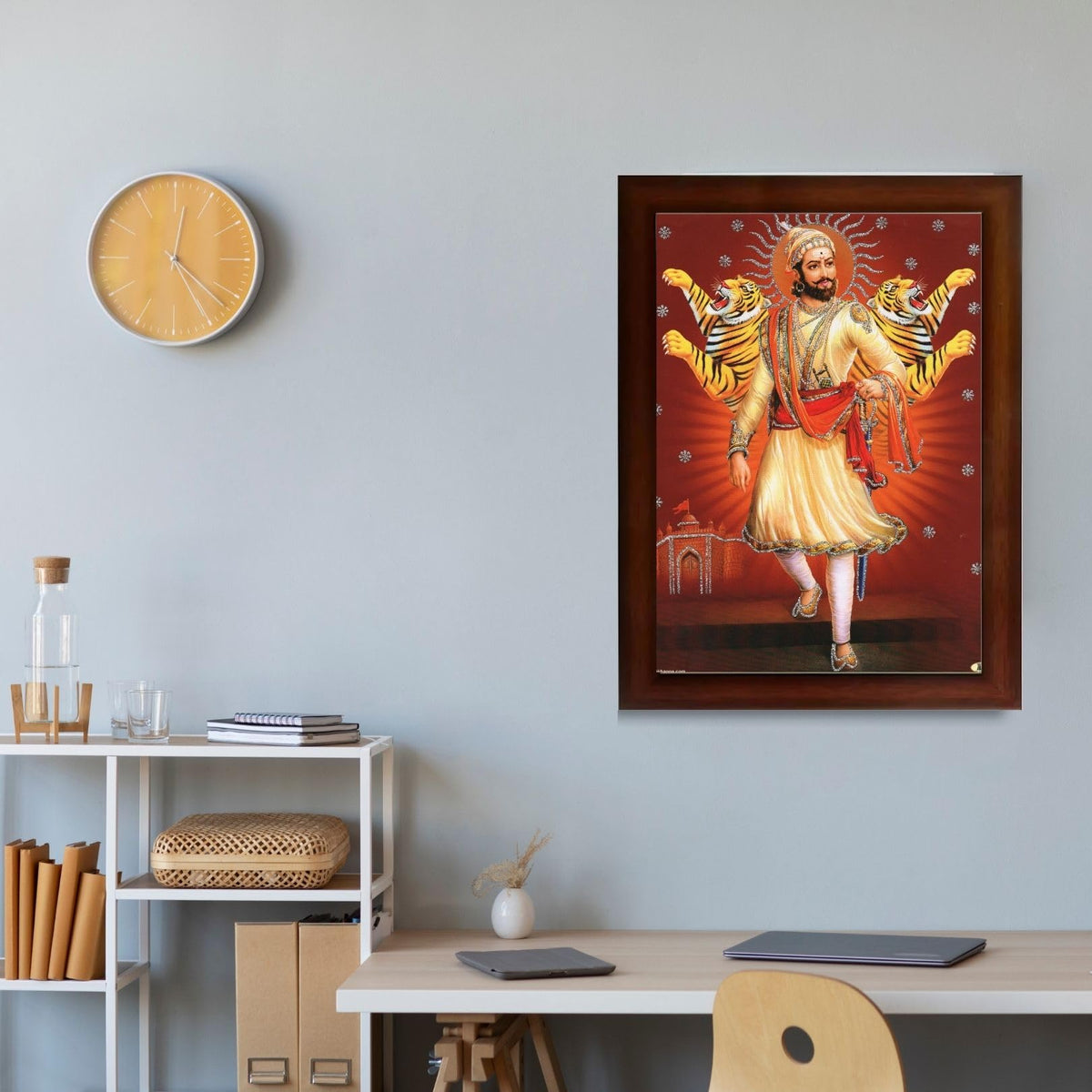 CRAFT QUEST Chhatrapati Shivaji Maharaj photo frame Home Decorative items with synthetic frame (Style 3)