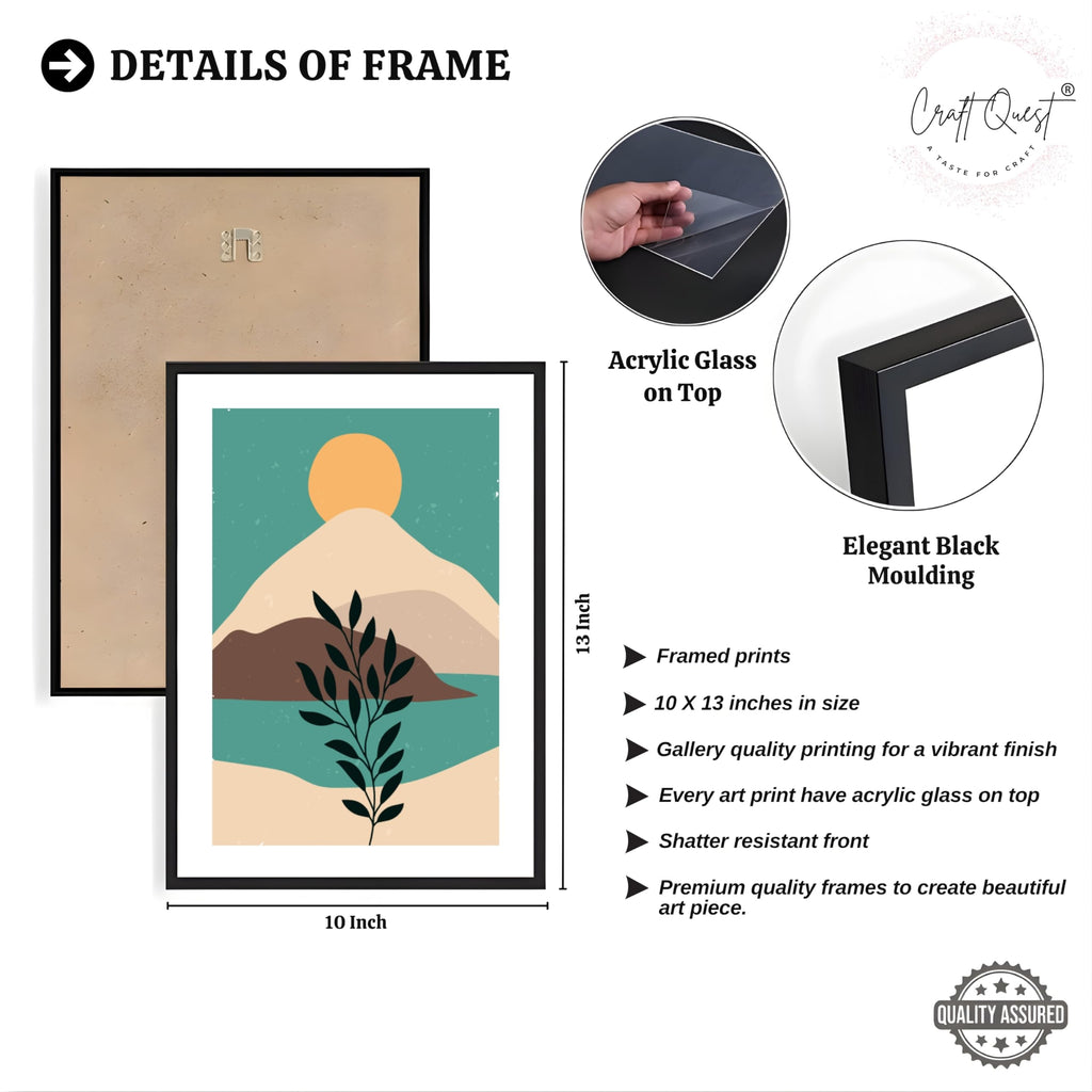 CRAFT QUEST Wall Art Decor Paintings | Set of 3 Wall Art Frames for Home Decoration | Ideal for Living Room, Bedroom & Office