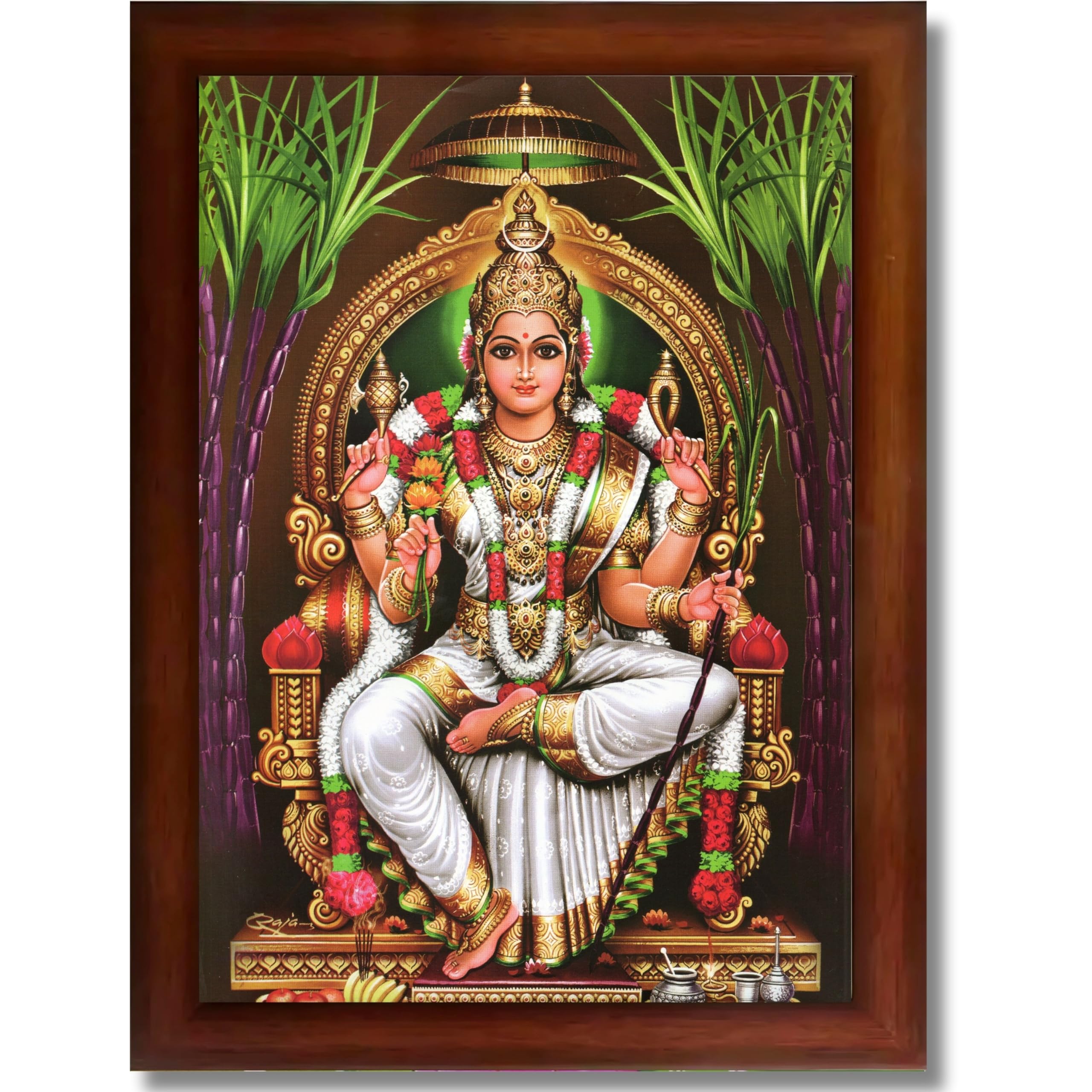 CRAFT QUEST Lalitha Devi Tripura Sundari Mata Wall Painting Photo Framed | South God Picture Frame for Home, Office, Temple & Gifting, Decor