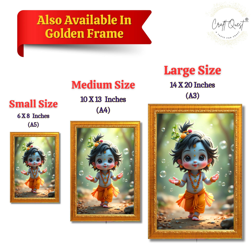 CRAFT QUEST Shri Bal Gopal Painting | Krishna Photo Frames for Walls, Home, Bedroom, Living Room and Home Decor