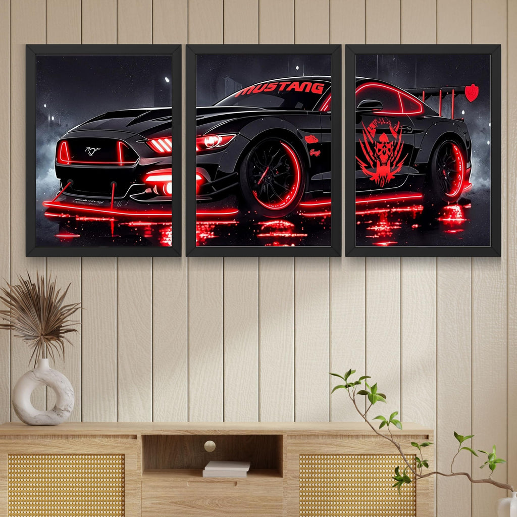VENUXE ARTS Set Of 3 Big Sports Cars Framed Posters Gift Items for Boys Room Wall Decoration Bedroom Living Room Office Studio Décor | Car Poster Frame for Wall Décor