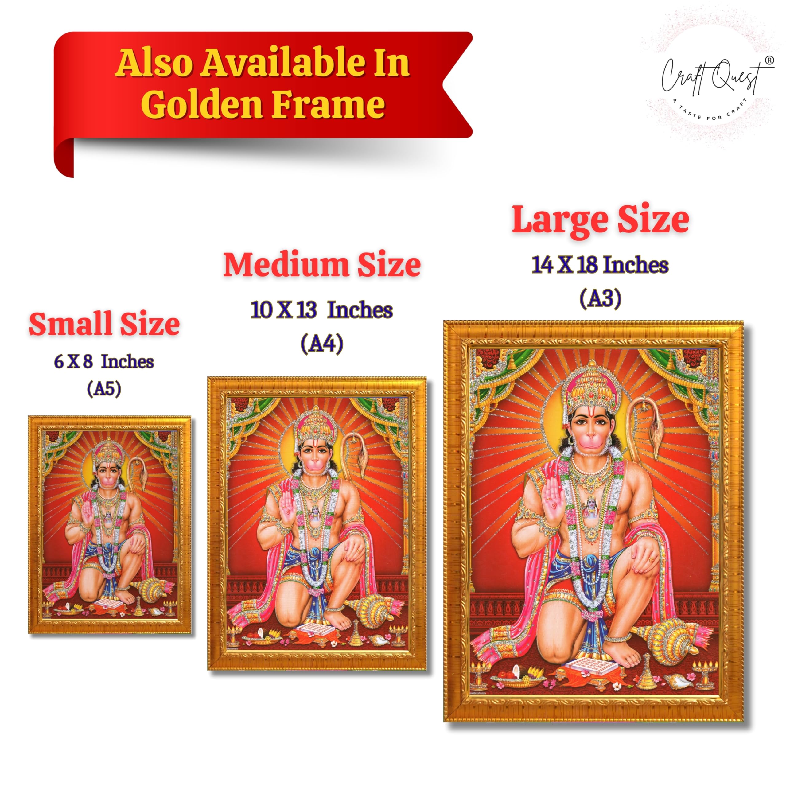 CRAFT QUEST Hanuman JI | Bajrangbali Religious Photo frame Home Decorative Item Synthetic frame