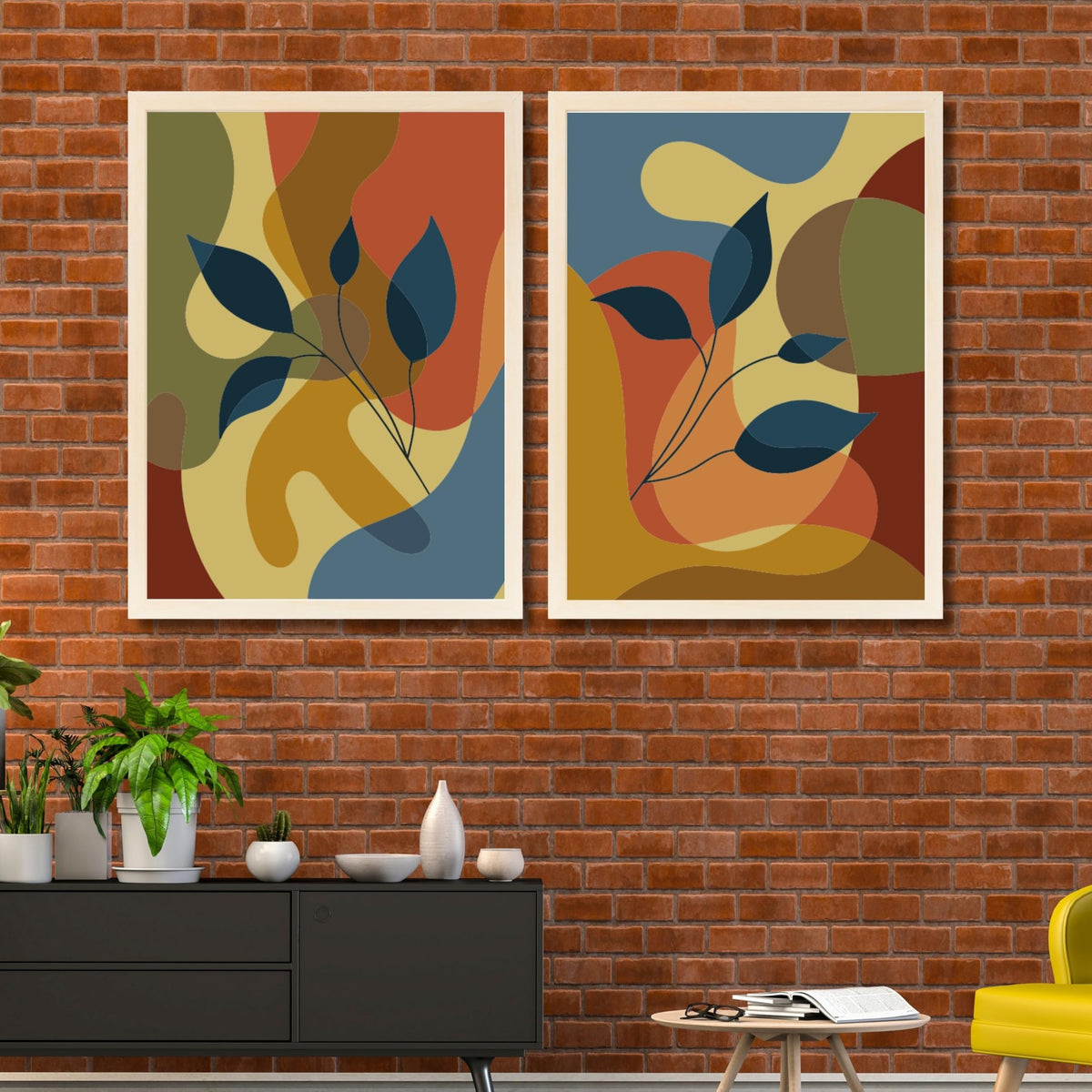 CRAFT QUEST Wall Art Decor Paintings | Set of 2 Floral Art Frames for Home Decoration | Ideal for Living Room, Bedroom & Office