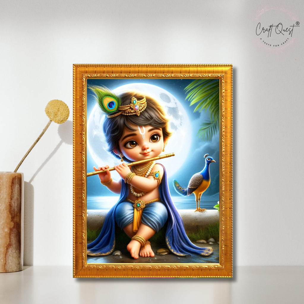 CRAFT QUEST Bal Gopal Painting | Mohan Murari Kanha Ji Poster | Walls Home Bedroom Living Room Decoration Gift.
