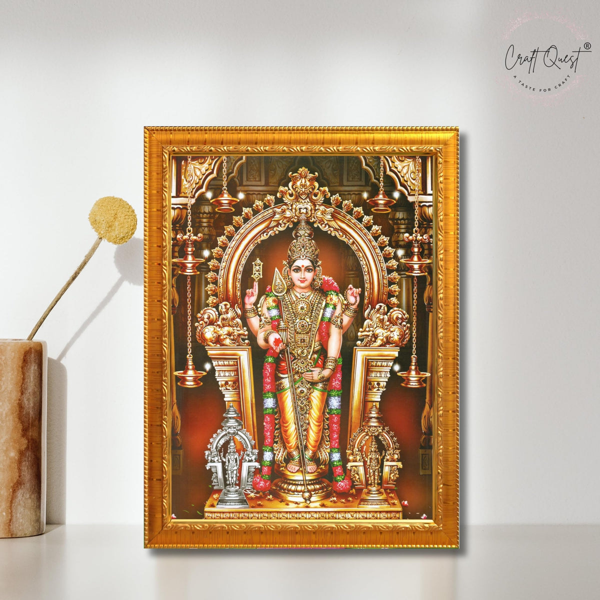 CRAFT QUEST Tiruchendur Murugan Lord Subramanya Swamy Wall Photo Frame | South God Picture Frame for Home, Office, Temple & Gifting