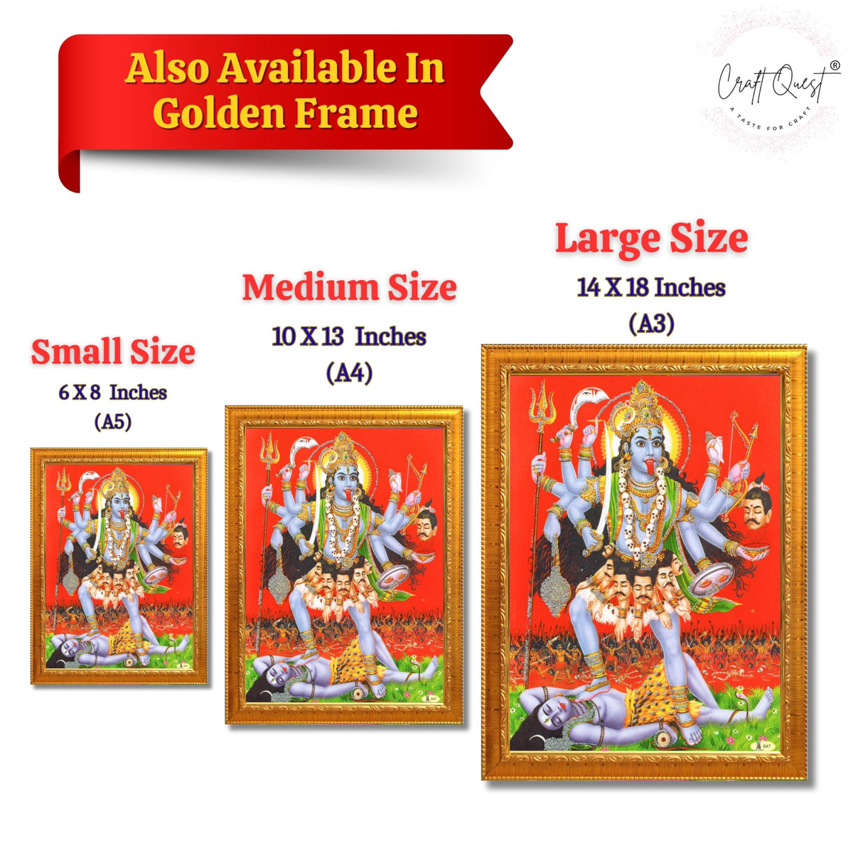 CRAFT QUEST Maha Kali Mata Ji Mahakali Shiv Shiva Wall Painting Framed Home Decor