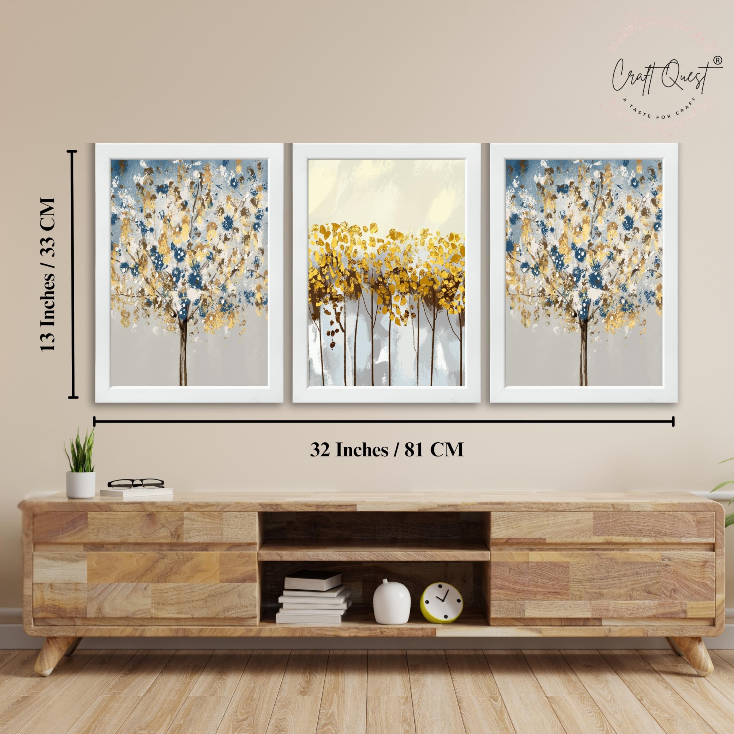 CRAFT QUEST Modern Art 3 SET Paintings Wall Art | Set of 3 Frames for Home Decoration | Ideal for Living Room, Bedroom & Offices