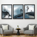 CRAFT QUEST Modern Art Geometric Ink Abstract Wall Art | Set of 3 Frames for Home Decoration | Ideal for Living Room, Bedroom & Offices