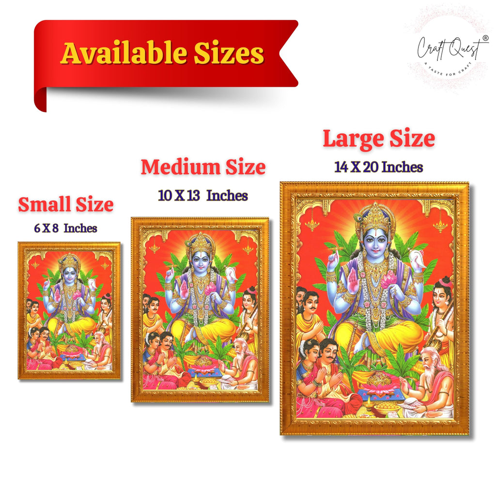 CRAFT QUEST Lord Satyanarayana Swami| Bhagwan Satyanarayan Wall Painting Religious Wood Photo Frame with Acrylic glass