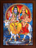 CRAFT QUEST Shiv Parivar (Maa Parvati, Ganesh, Kartikey and Shiv Shankar) Religious Wood Photo Frames Digital Reprint (Photoframe, Multicolour, 14 X 10 inch)
