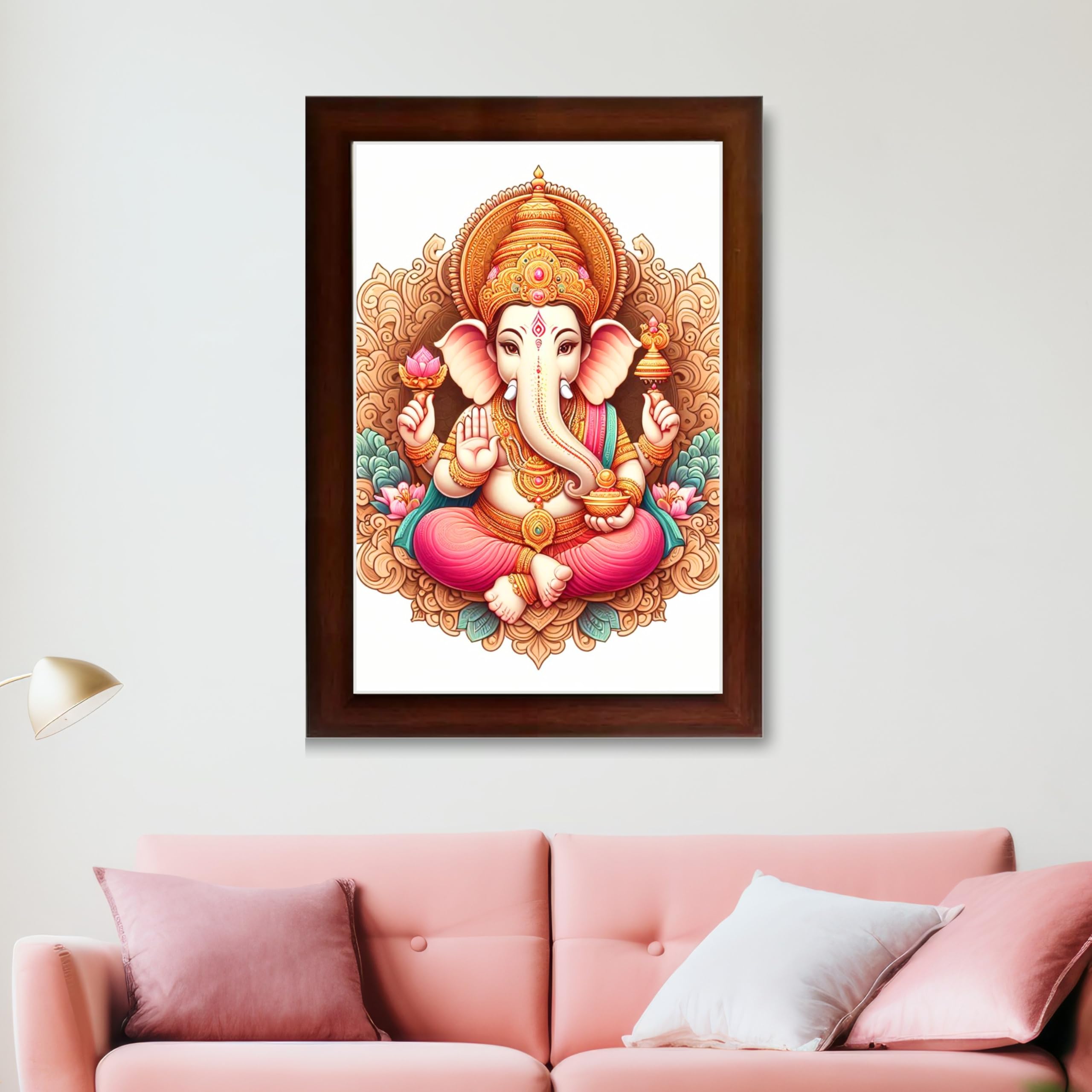 CRAFT QUEST Lord Ganesha Ganesh Ganpati Ganapathi Hanging Wall Painting Framed Home Décor