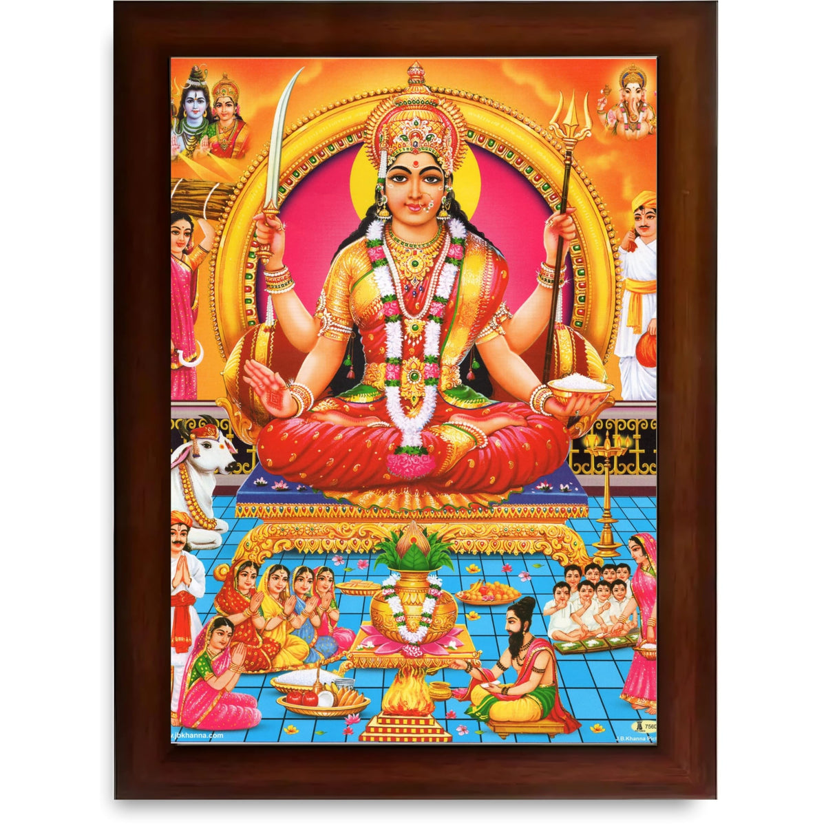 CRAFT QUEST Santoshi MataJi Color Photo Frame for Home Temple and Devotional Décor Item